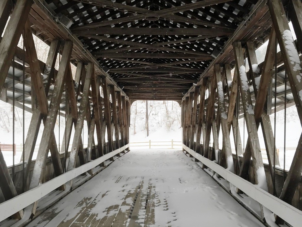 Johnson Covered Bridge in Winter